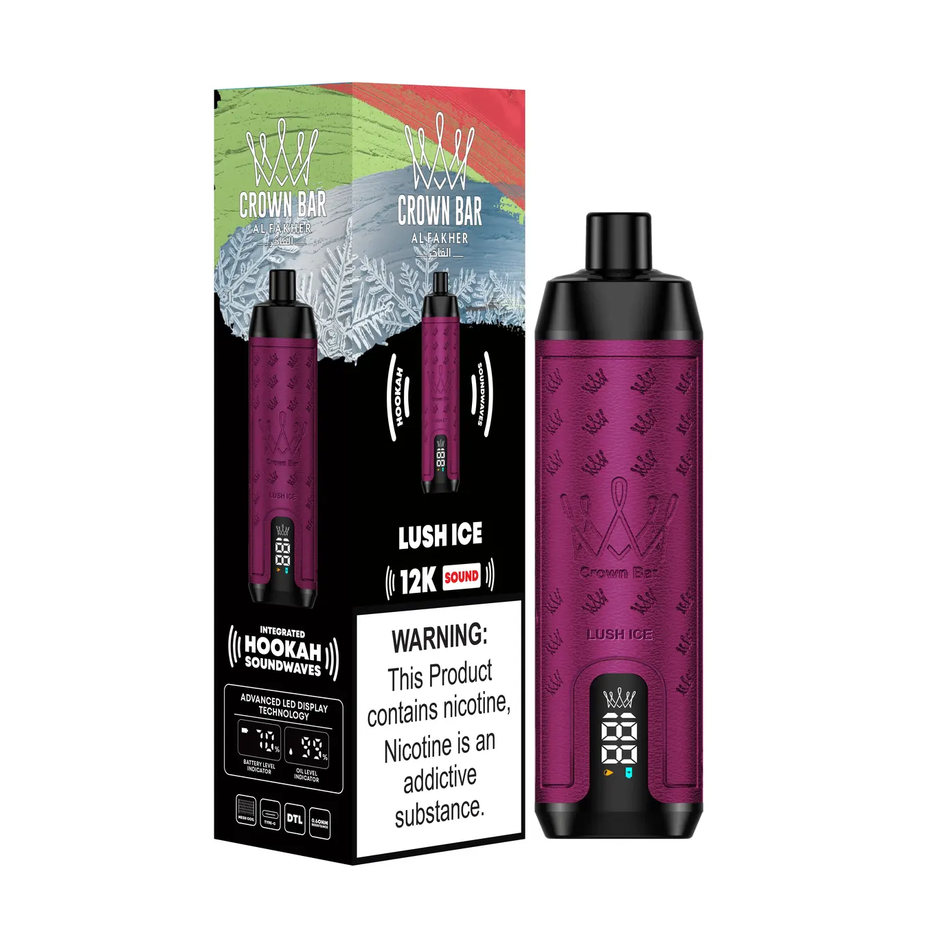 Al Fakher Crown Bar 12000 Puffs Gum Mint Freebase Disposable – Lush Ice