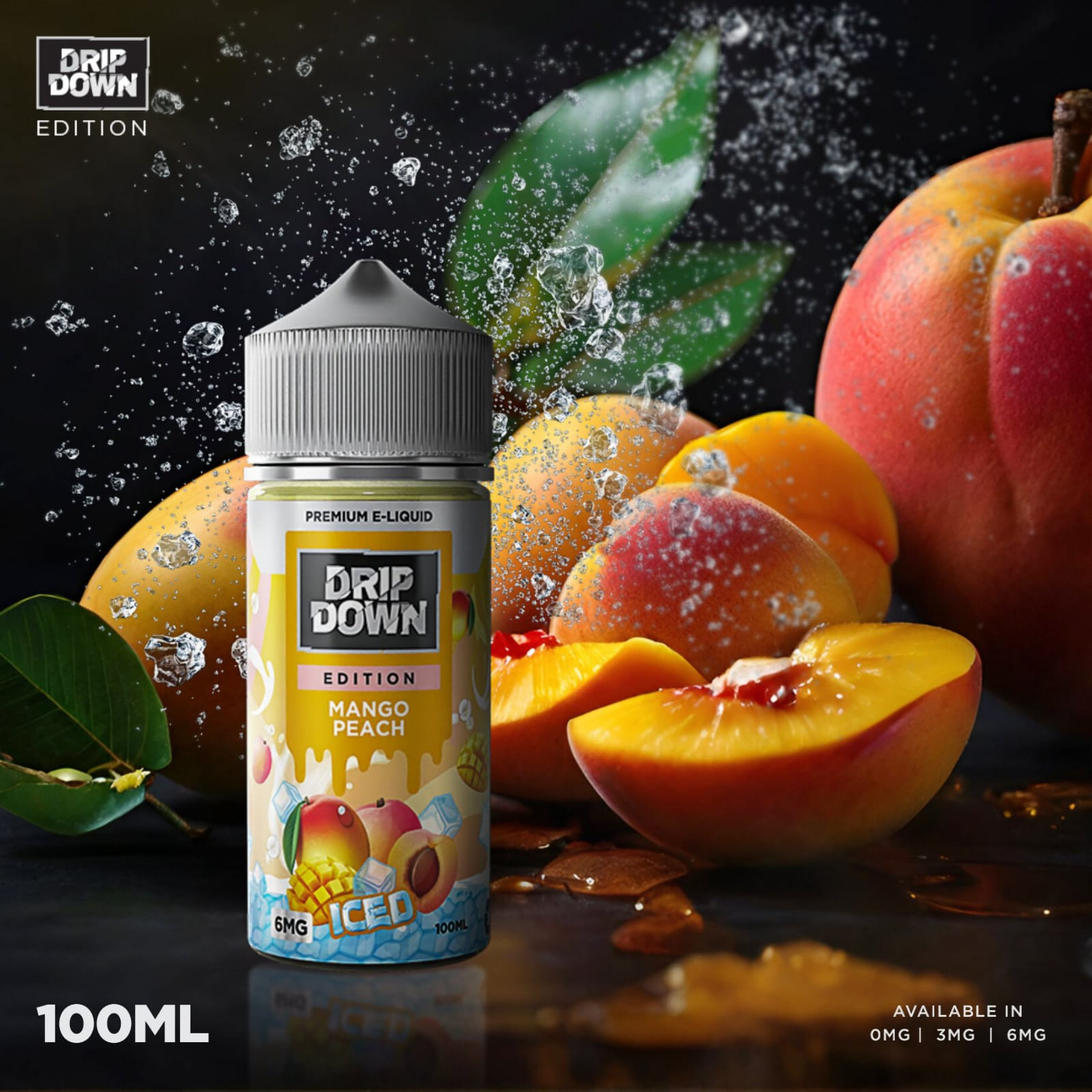Drip Down Freebase E-Liquid 100ml – Mango Peach Ice