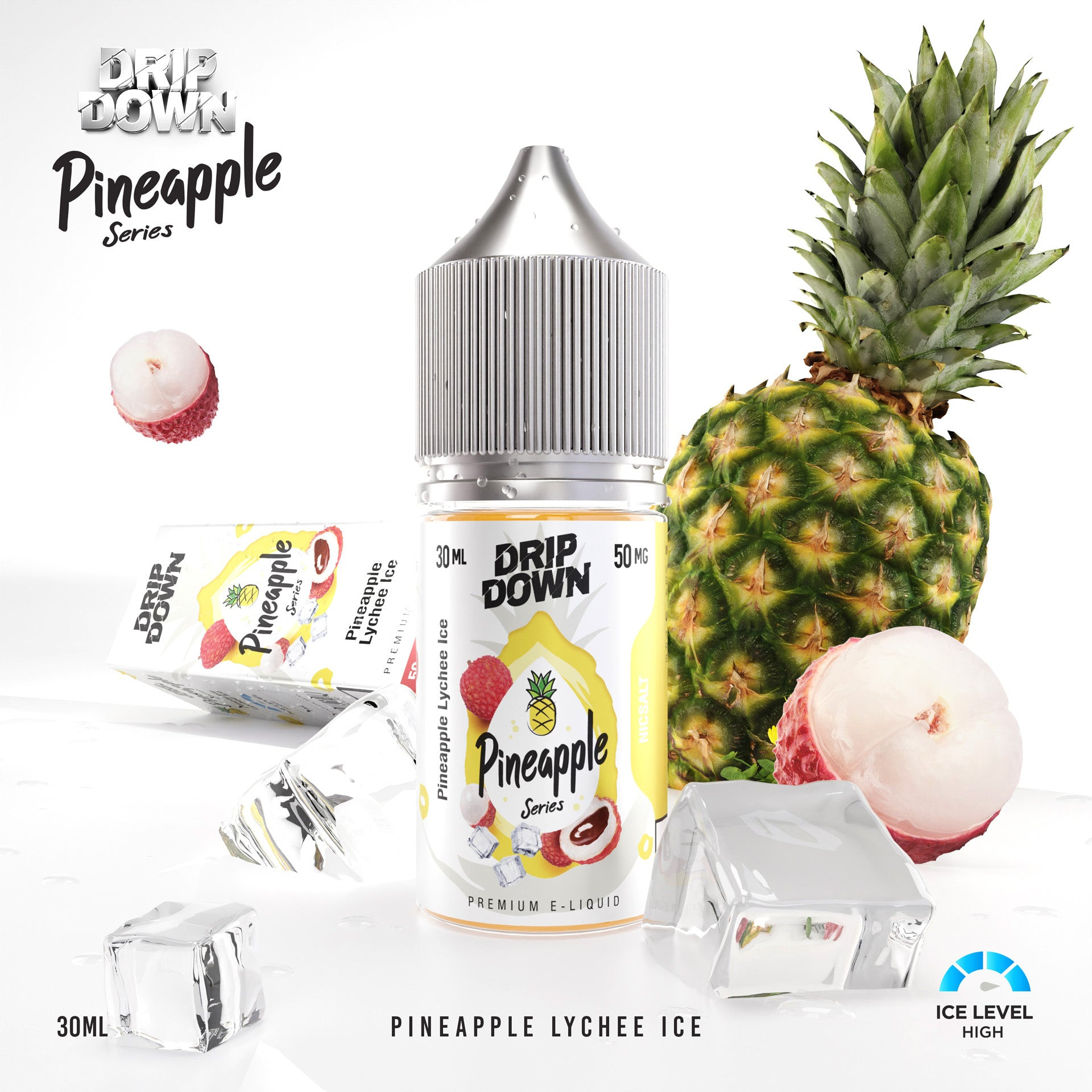 Drip Down Nic Salt 30ml (All Series) – Pineapple Pineapple Lychee Ice
